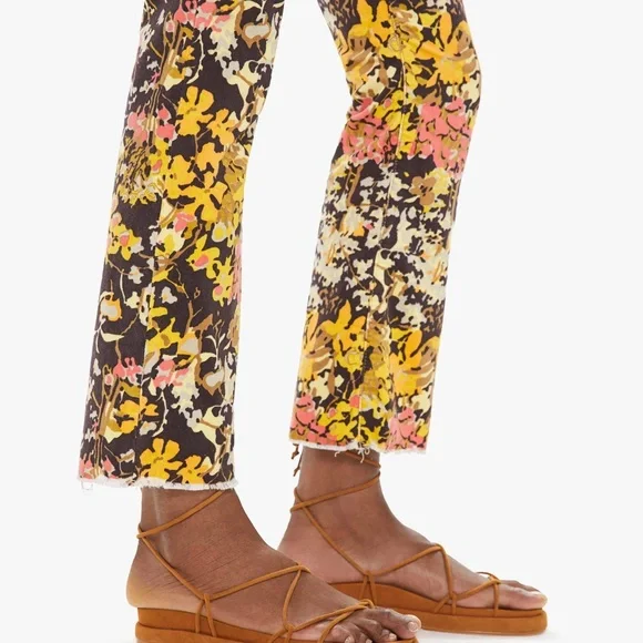 MOTHER The Hustler Ankle Fray Jeans 27 Autumn Floral Rare Print Cropped Straight - Picture 3 of 12